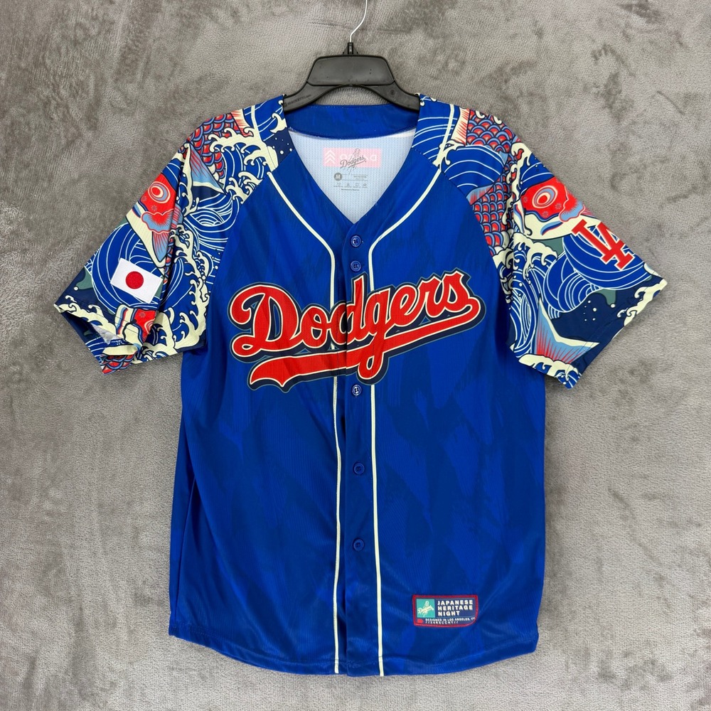 Dodgers Japanese Heritage Night Jersey Mens Medium Blue Wave Koi Fish 24RSCCHY